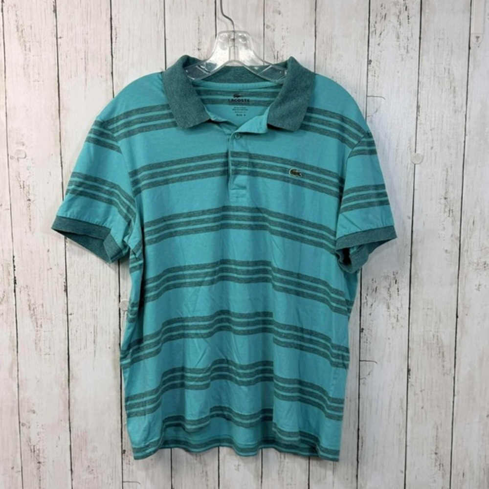 Lacoste Men's Striped Polo Shirt, Regular Fit, Short‎ Sleeve Size 6 (XL)